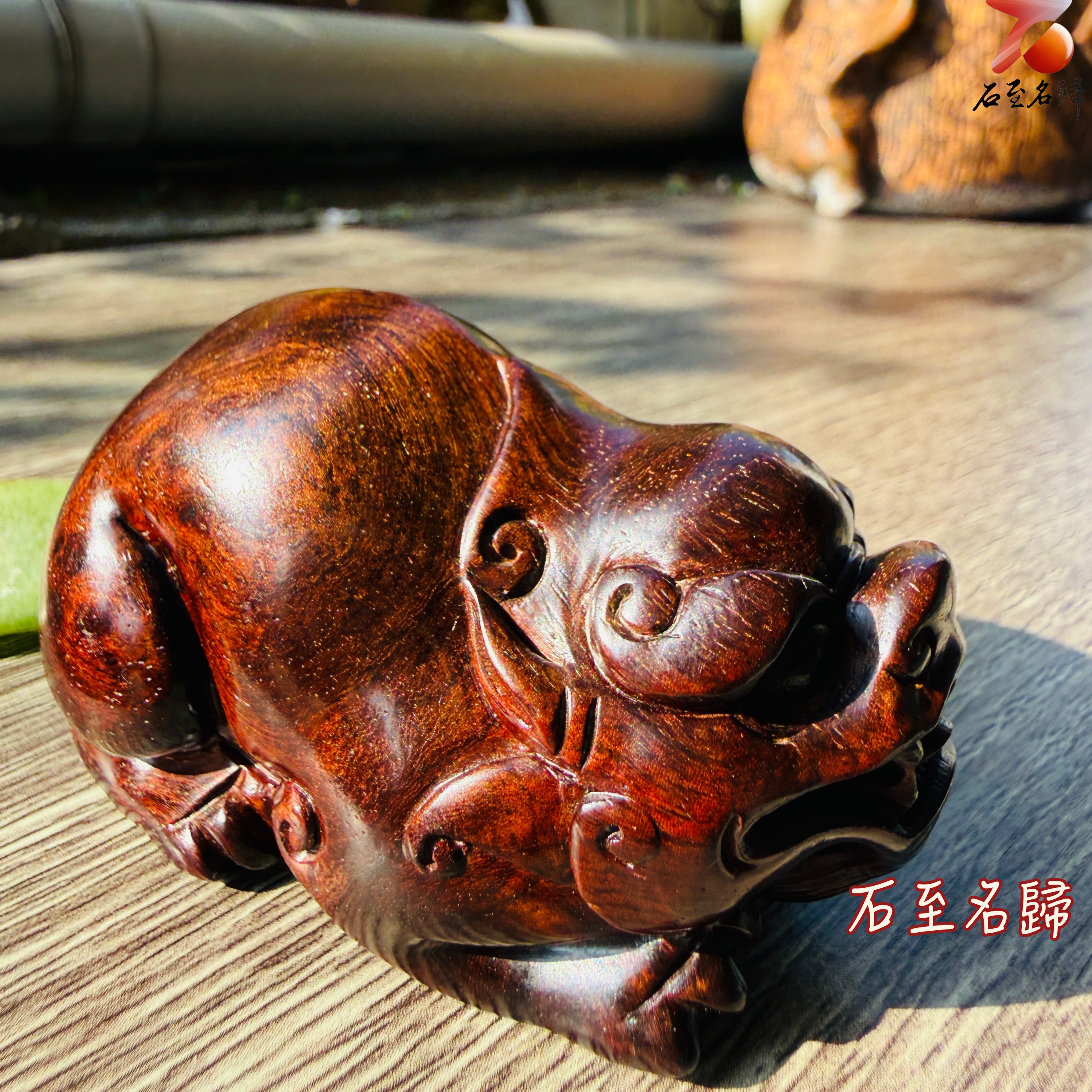 天然 印度小葉紫檀高油密滿金星樹心料 湘工手作【伏貔瑞獸/守庫貔貅】3