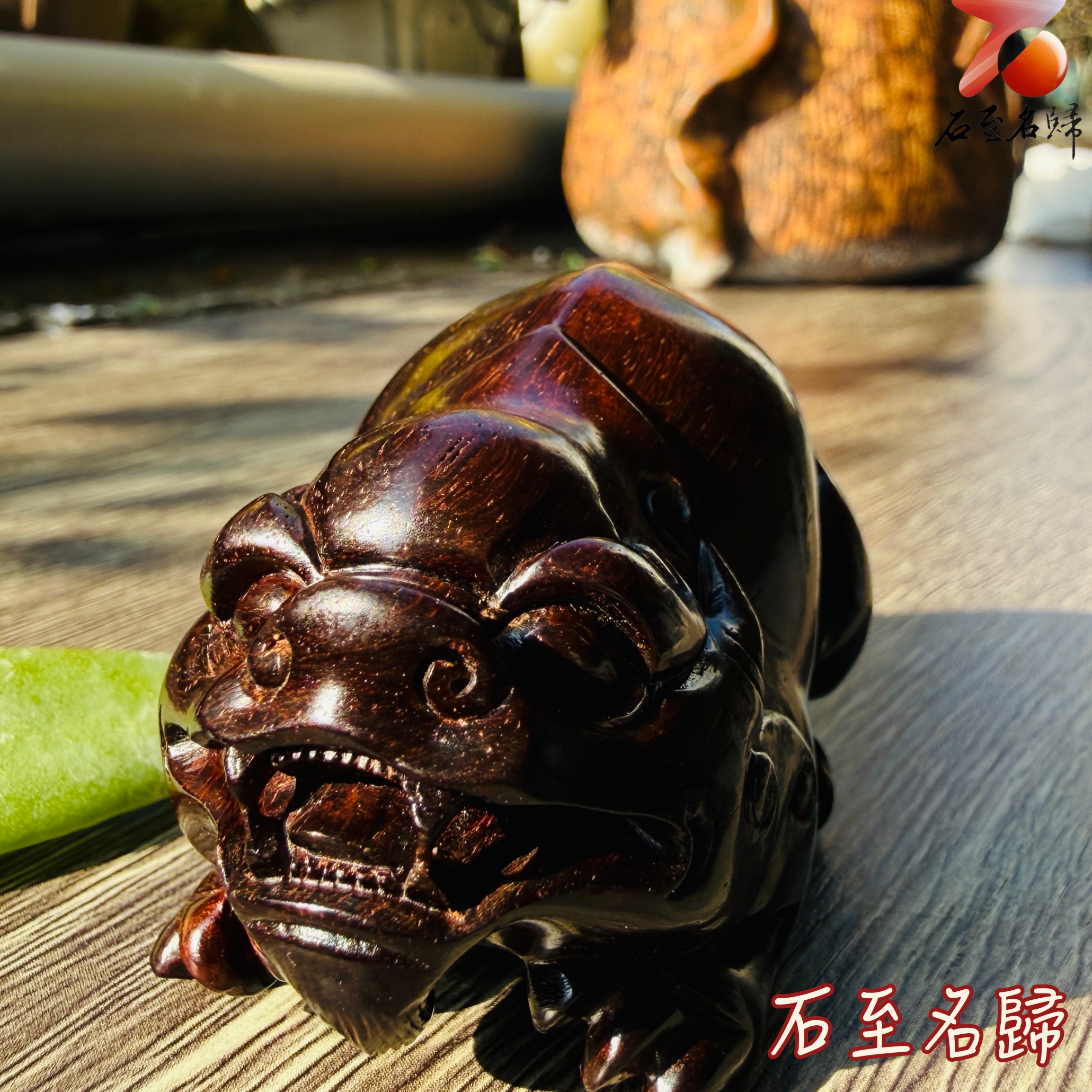 天然 印度小葉紫檀高油密滿金星樹心料 湘工手作【伏貔瑞獸/守庫貔貅】2