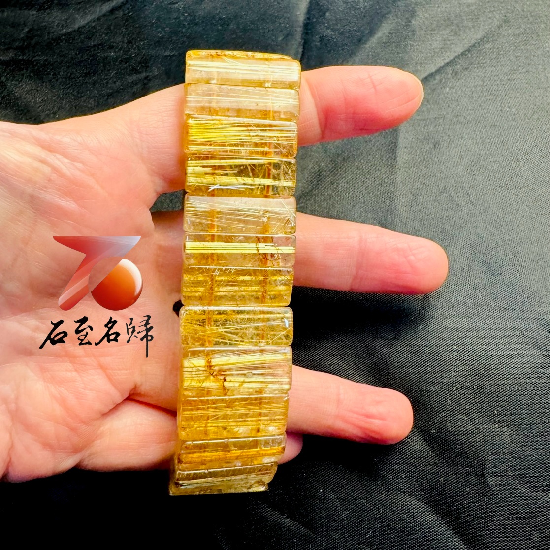 一物一拍|天然巴西順絲鈦晶水晶手排 寬23.6mm 手圍18公分3