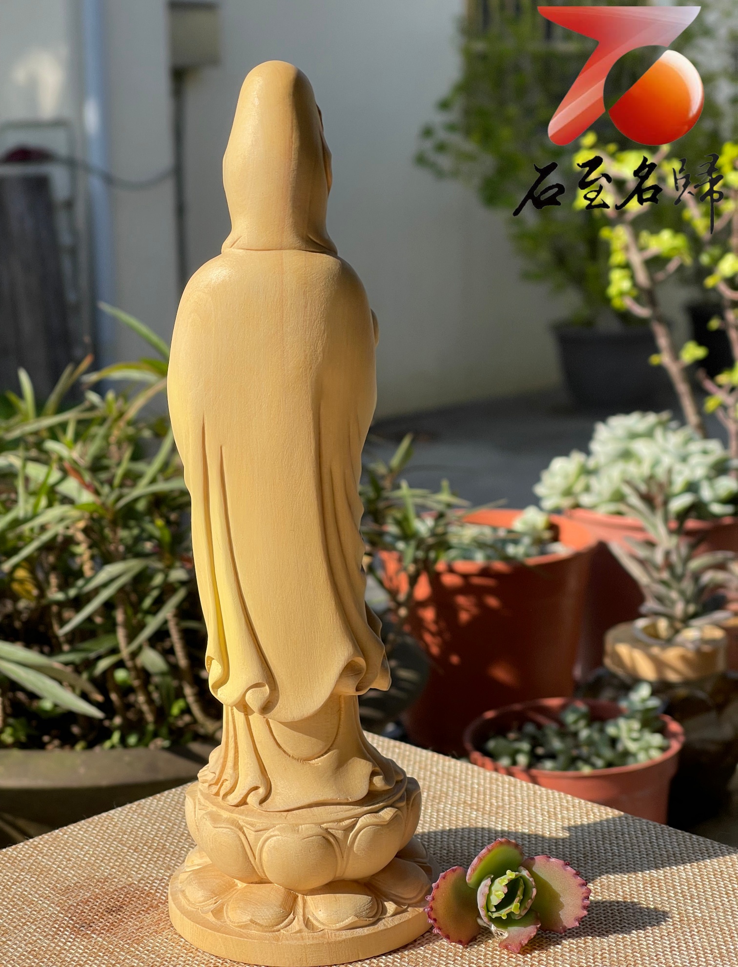 実木彫刻 文殊菩薩 仏像 奉納する 置物-
