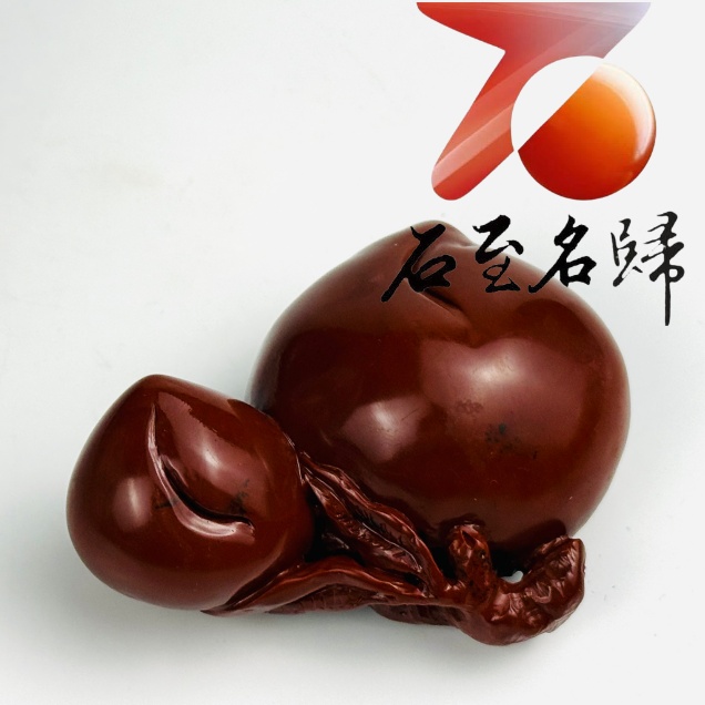老撾石手工精雕 張國民老師作品【雙桃獻瑞・福壽綿長】3