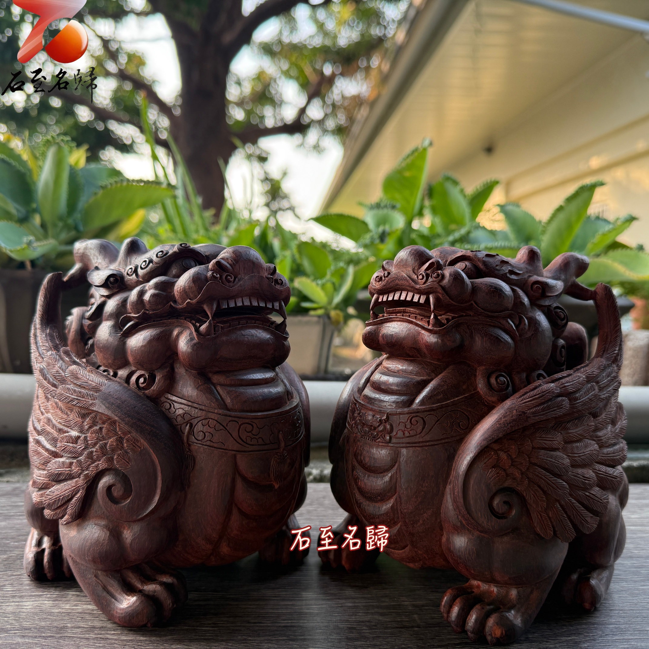 印度小葉紫檀 ‧ 高油密老料 ‧ 魚鱗底手工巨作 【飛天貔貅:一飛衝天】2