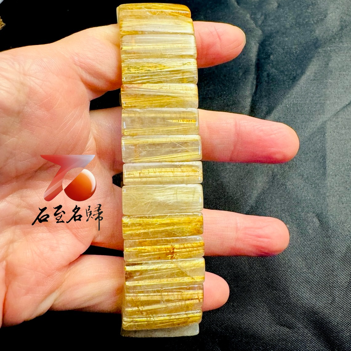 一物一拍|天然巴西順絲鈦晶水晶手排 寬22.3mm 手圍18公分5