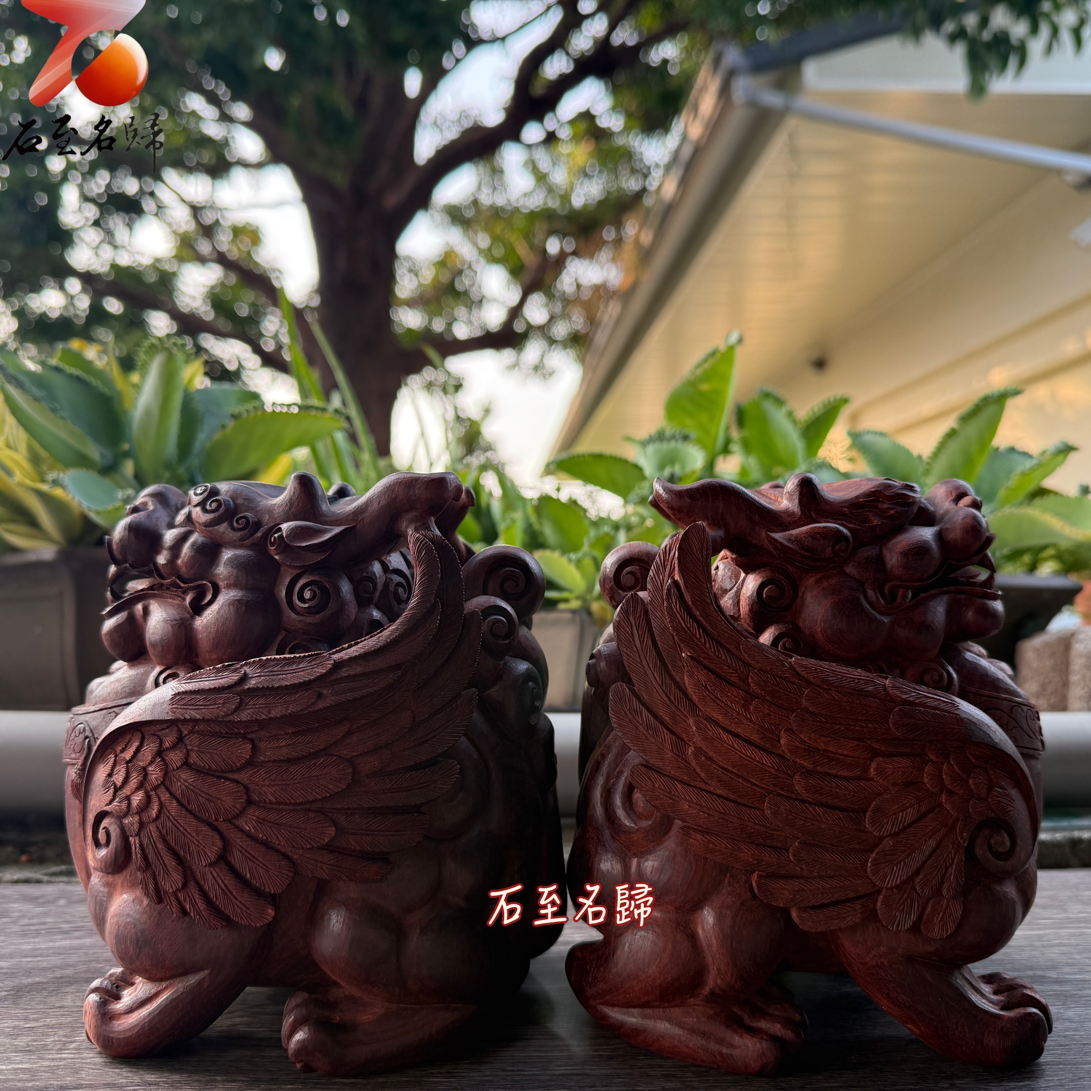 印度小葉紫檀 ‧ 高油密老料 ‧ 魚鱗底手工巨作 【飛天貔貅:一飛衝天】4