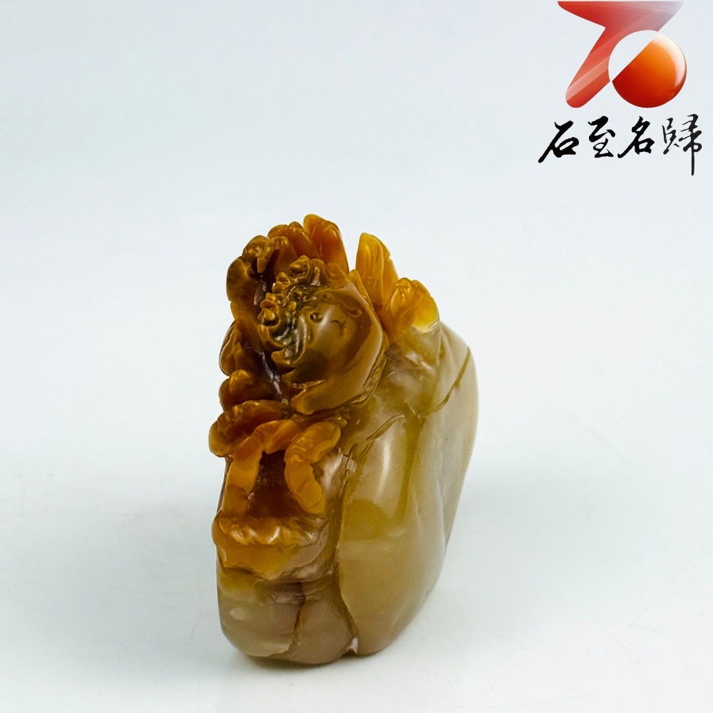 寮國北部田黃石手工精雕 張國民老師作品【金霞瑞甲・八方納財】3