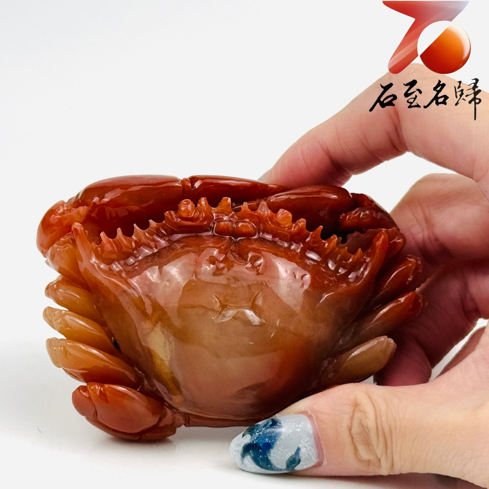 老撾石手工精雕 張國民老師作品【朱甲納福・橫行天下】1