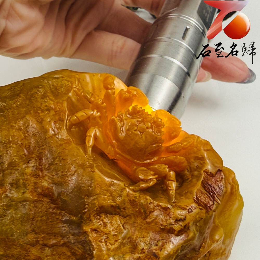 老撾石手工精雕 張國民老師作品【金甲橫財】2