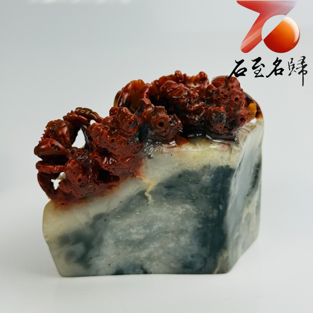 老撾五彩石手工精雕 張國民老師作品【群蟹聚財・富甲八方】3