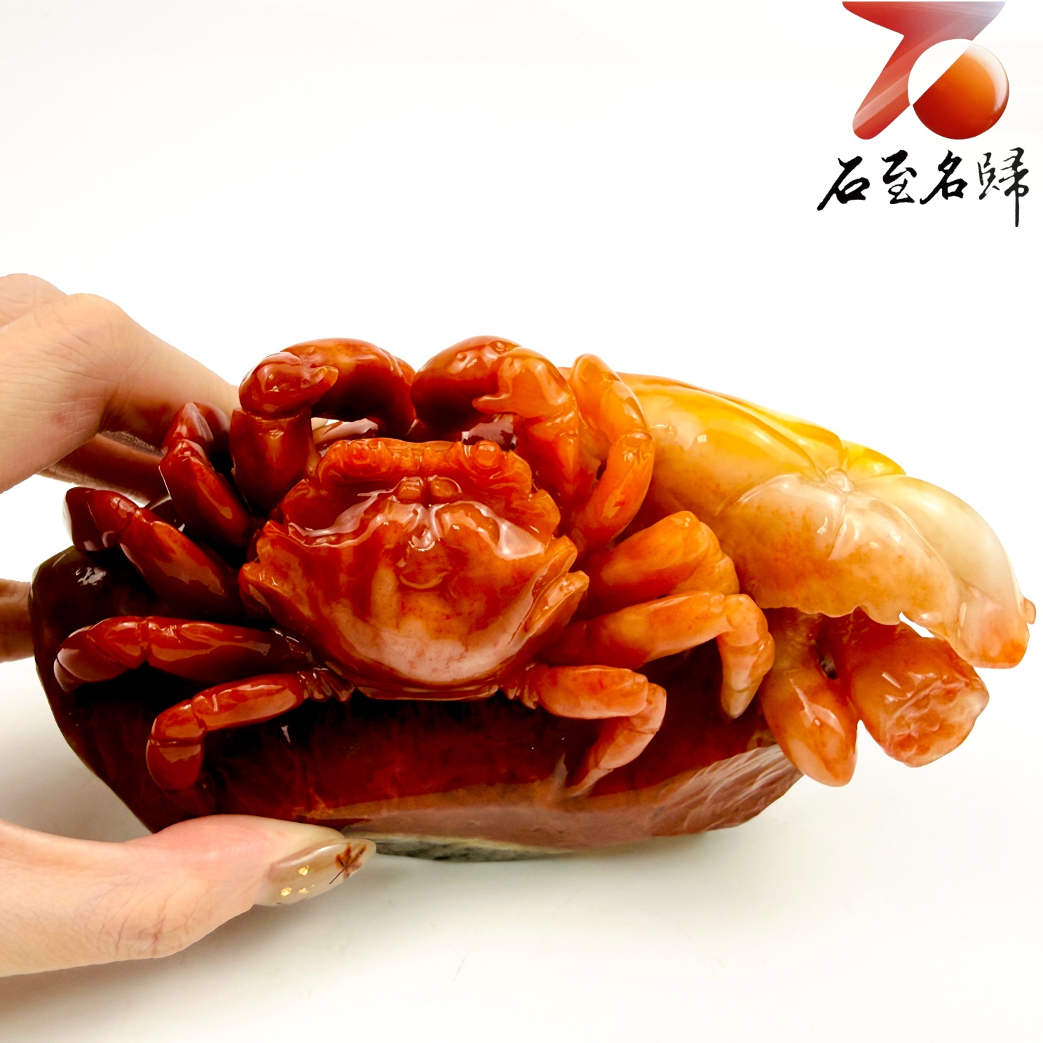 老撾三彩石手工精雕 張國民老師作品【紅紅火火・富甲一方】2