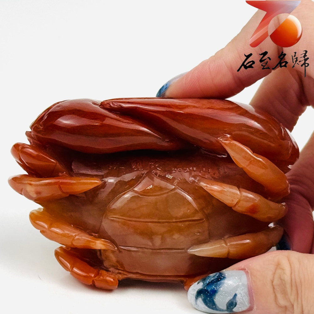 老撾石手工精雕 張國民老師作品【朱甲納福・橫行天下】2