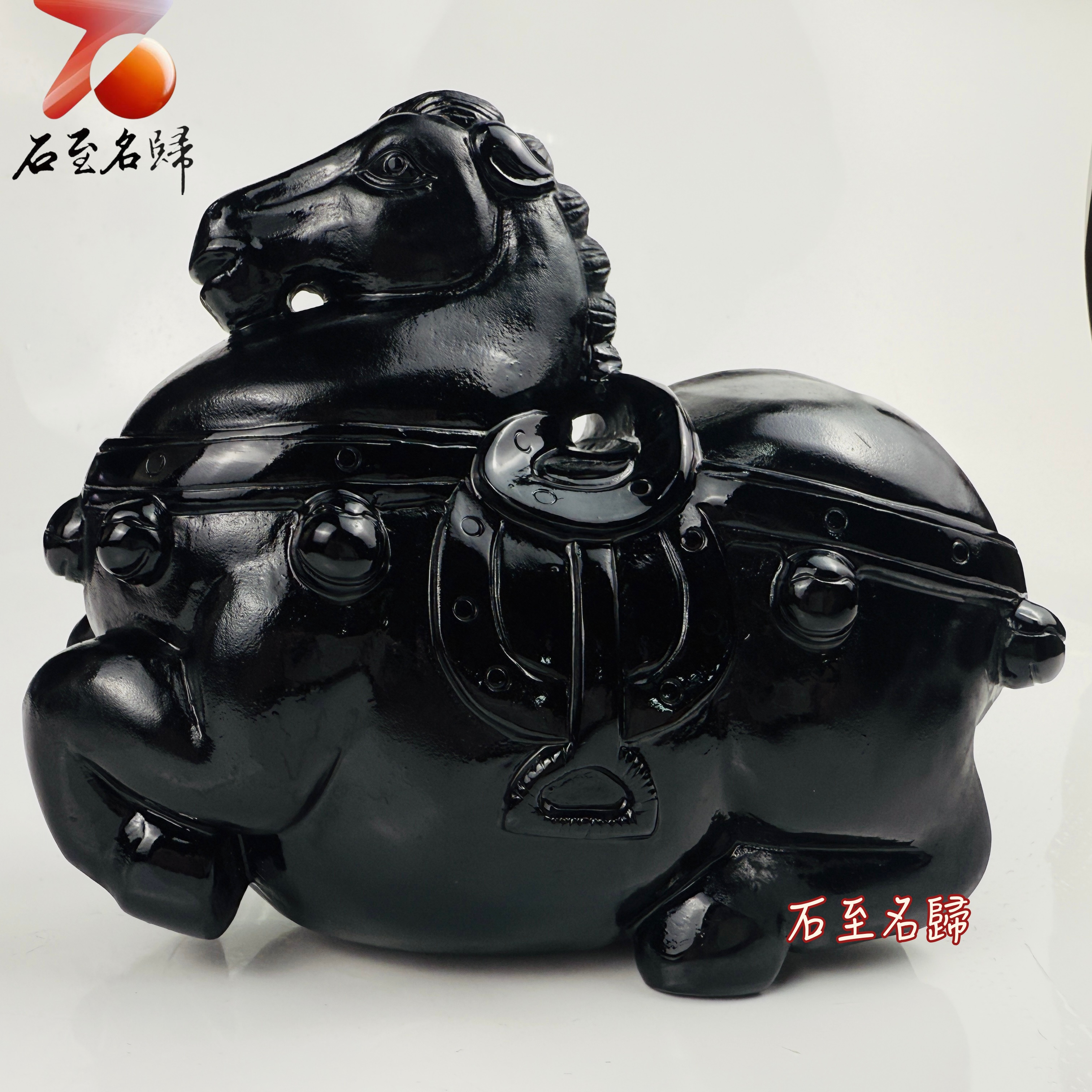 黑曜石重量級雕件【富貴有餘-唐馬】4