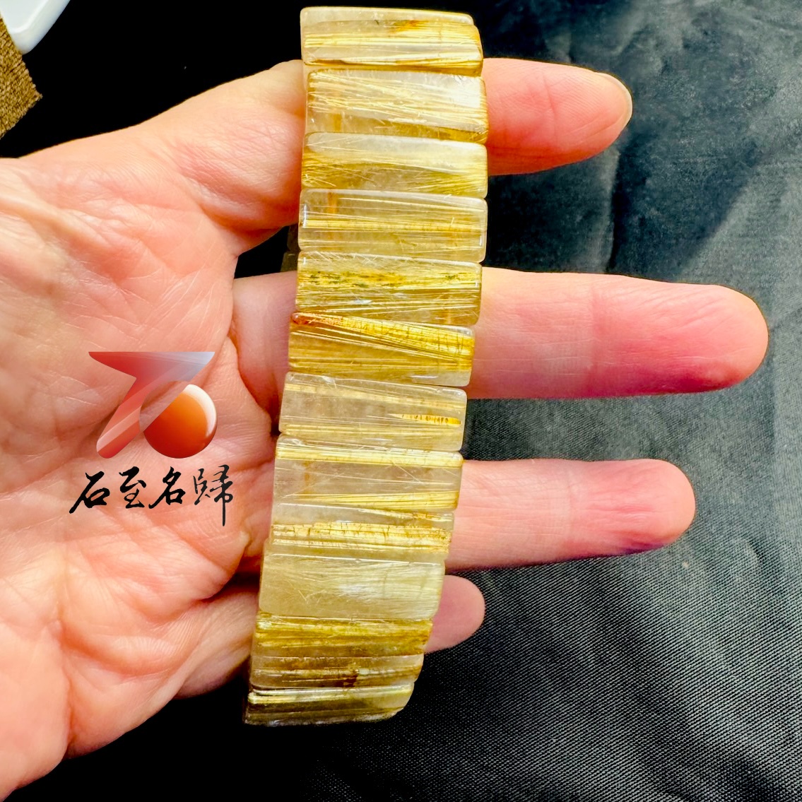 一物一拍|天然巴西順絲鈦晶水晶手排 寬22.3mm 手圍18公分6