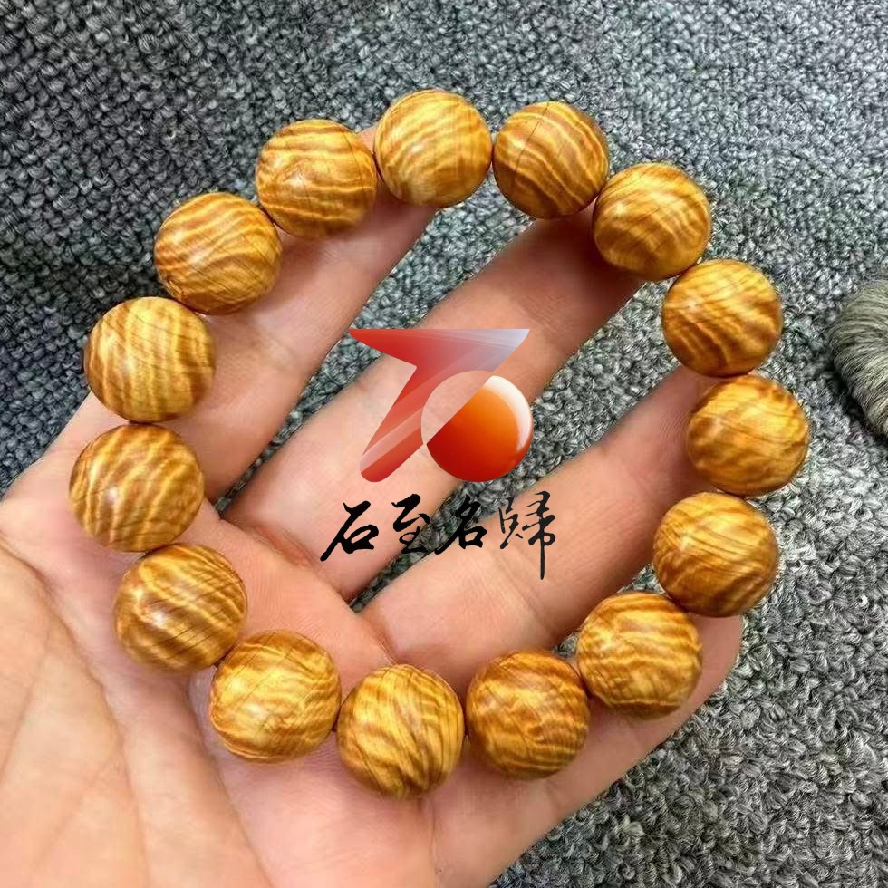 【最終2点】入手不可能！太行山・崖柏 陳化老料 高光天然木ブレスレット 18mm 天然太行崖柏陳化老料｜龍膽閃電紋15mm手珠- 石至名歸