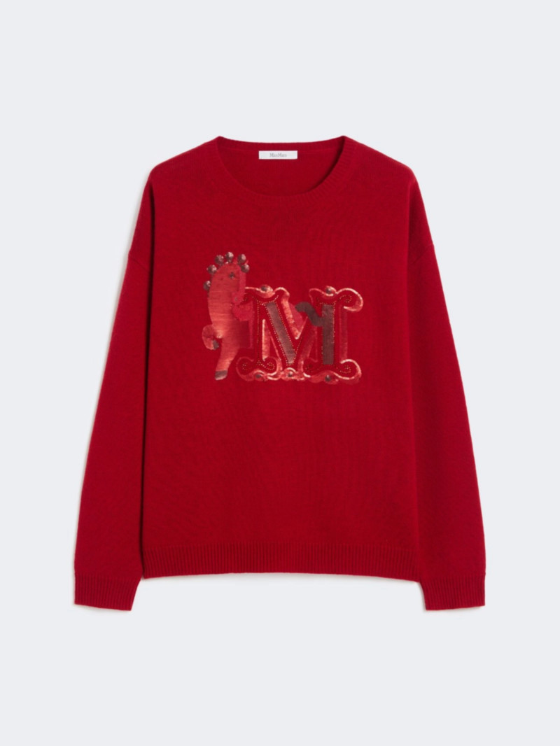MaxMara羊毛羊絨混紡水鑽刺繡毛衣
