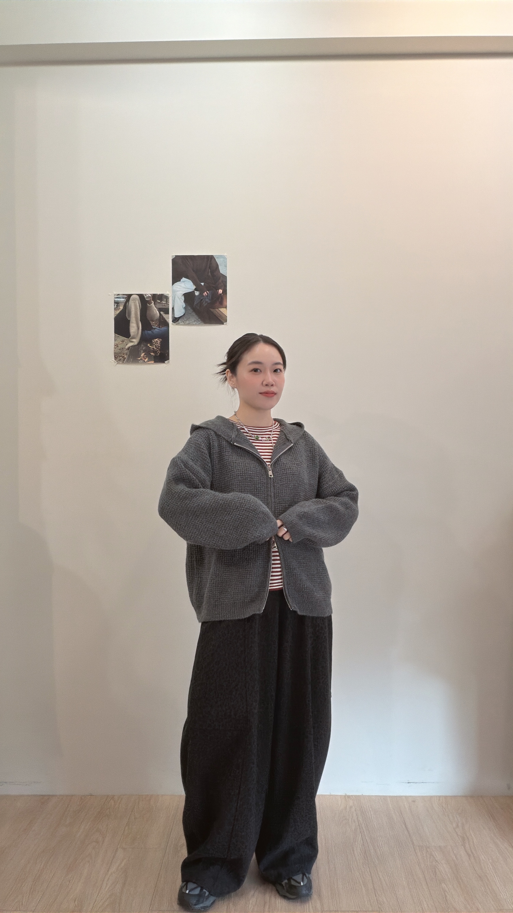 華夫格連帽針織外套