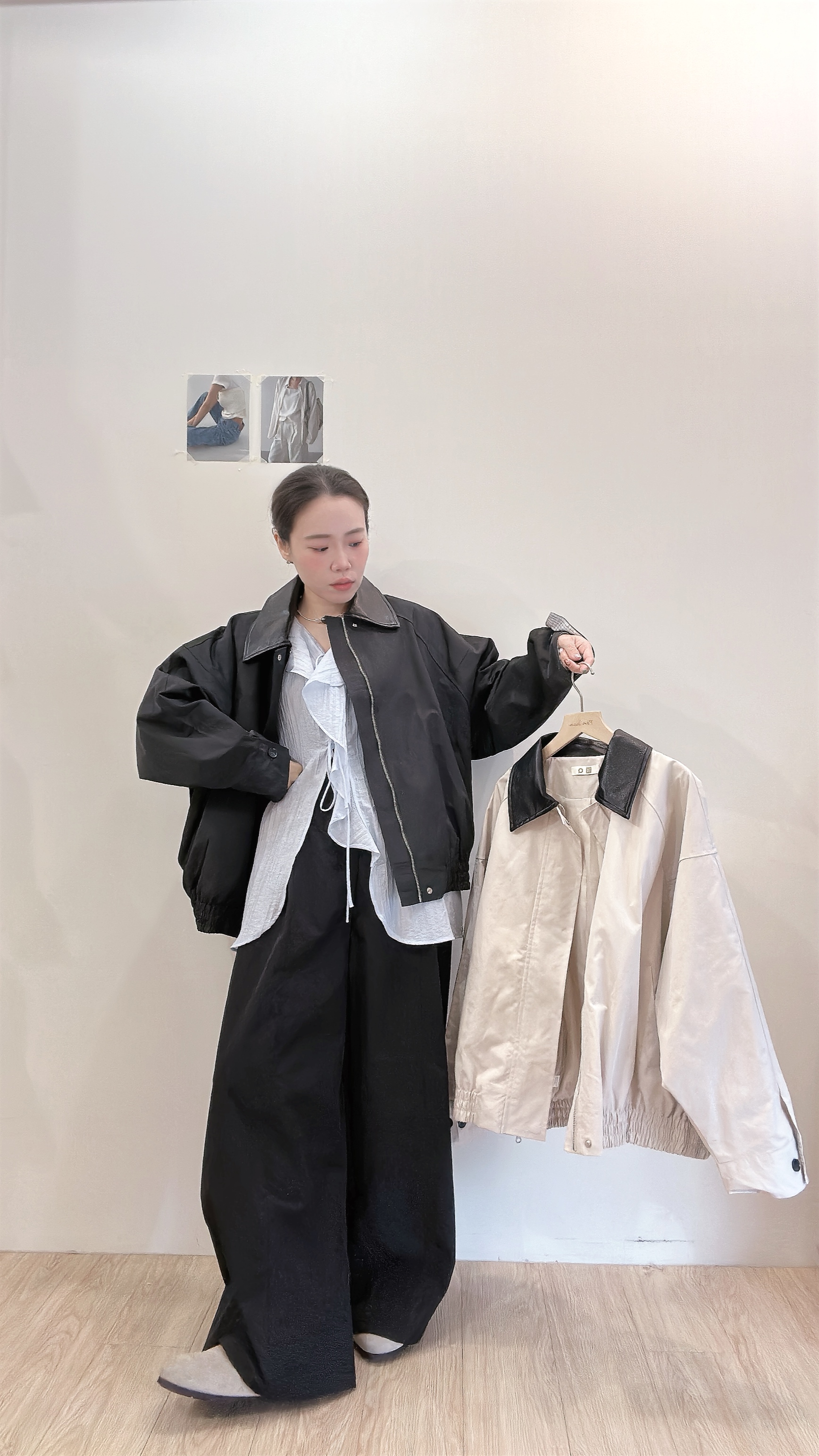 皮領質感風衣外套