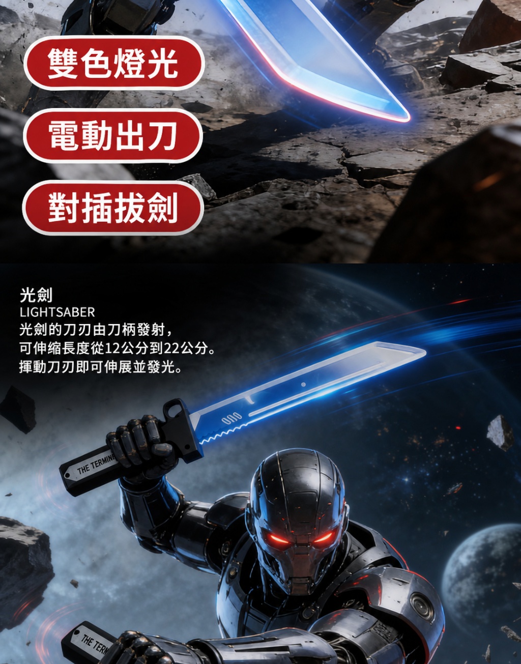 雙刃伸縮發光光劍 HK-9975 旋轉炫彩玩具(影 片必看 )5