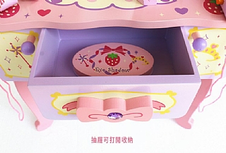 A-皇冠 草莓木製 梳妝台 化妝台全套-附椅子(影片必看)4