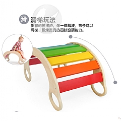 木製兒童多功能彩虹搖搖椅攀爬互動體能訓練幼兒園早教益智玩具6