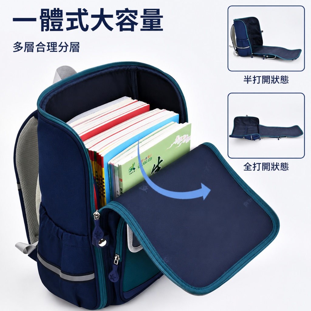 小學生大容量雙肩書包|氣墊背帶|撞色條紋設計(影 片 必看)4