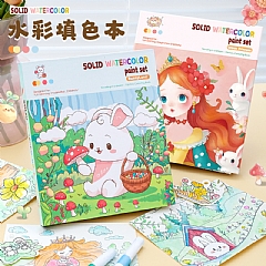 自帶顏料兒童水彩塗色本 塗鴉本 畫畫本 兒童填色本 水彩塗色本1