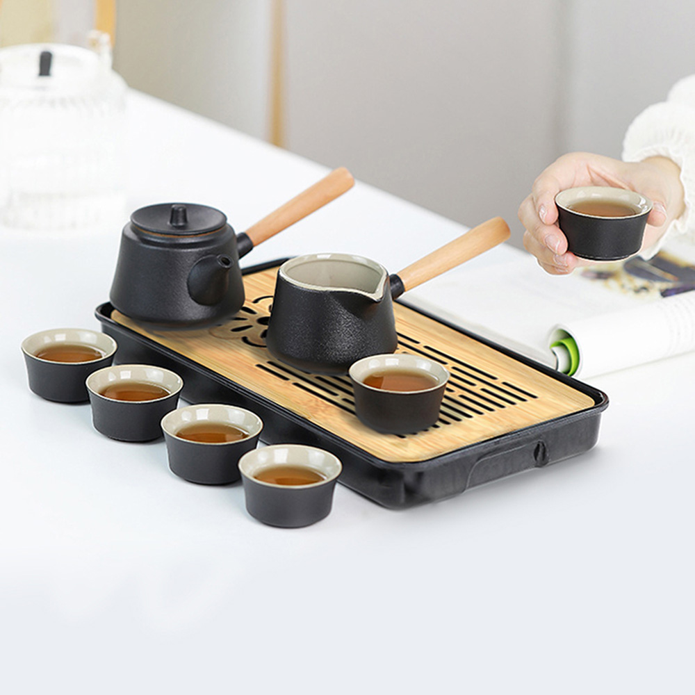 《陶瓷側把壺旅行茶具套組》附收納包