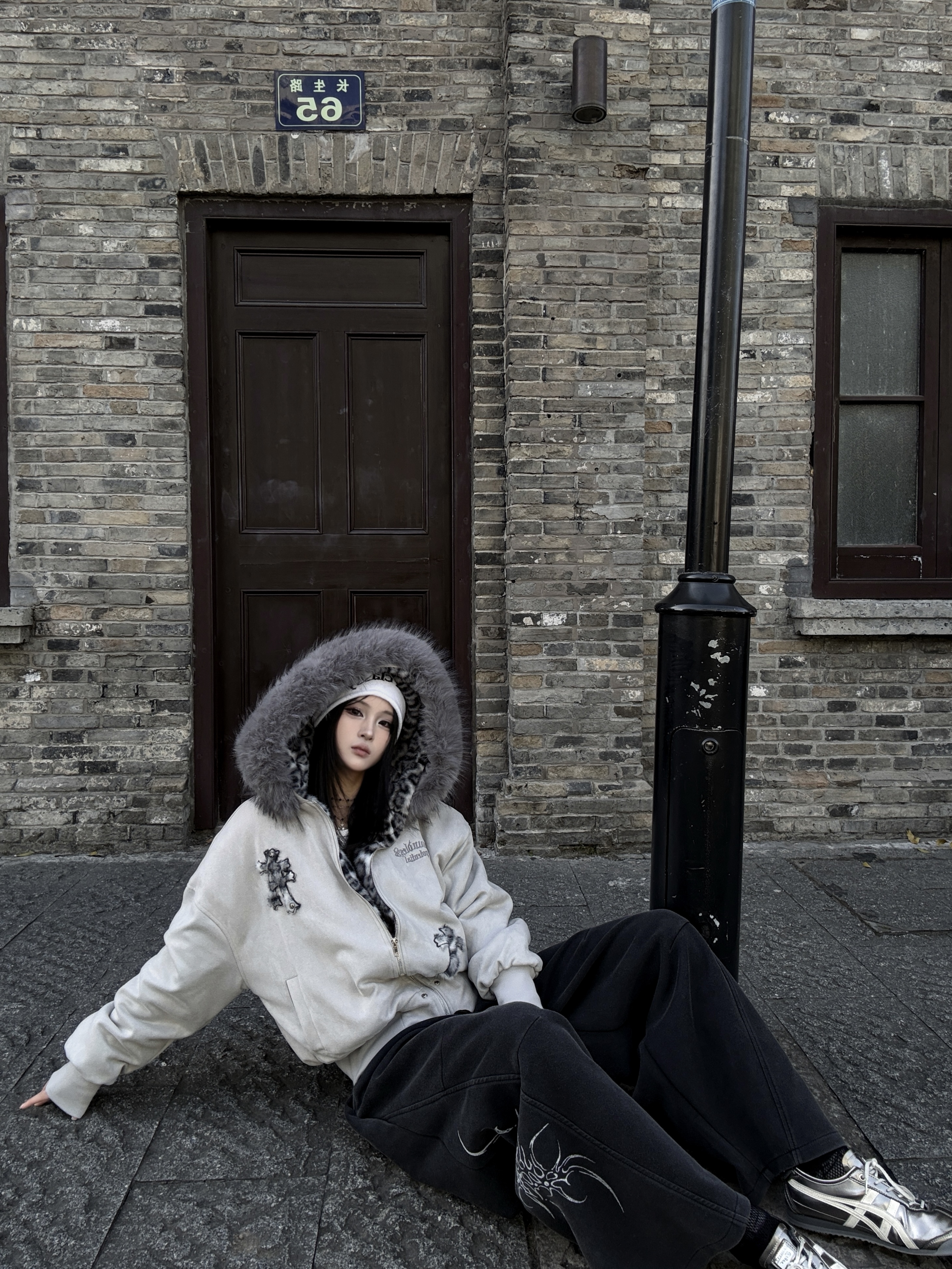 重磅!質感灰色豹紋巨大毛邊外套5