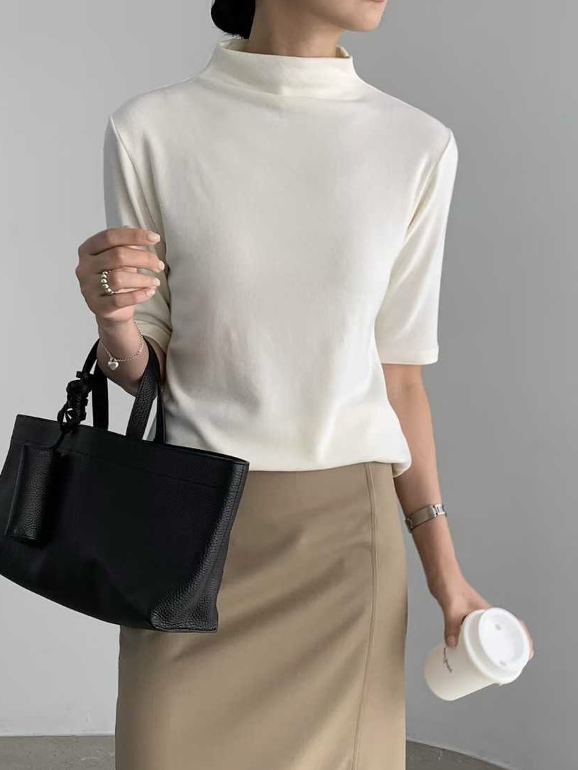 BEST!獨家訂製!AW07 自留!羊毛小立領五分袖打底 2色4