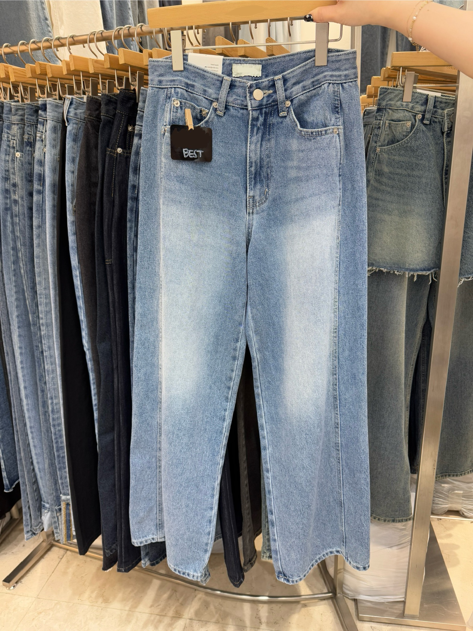 現貨 AU16 BEST!大推!車線顯瘦刷色牛仔褲 SML1