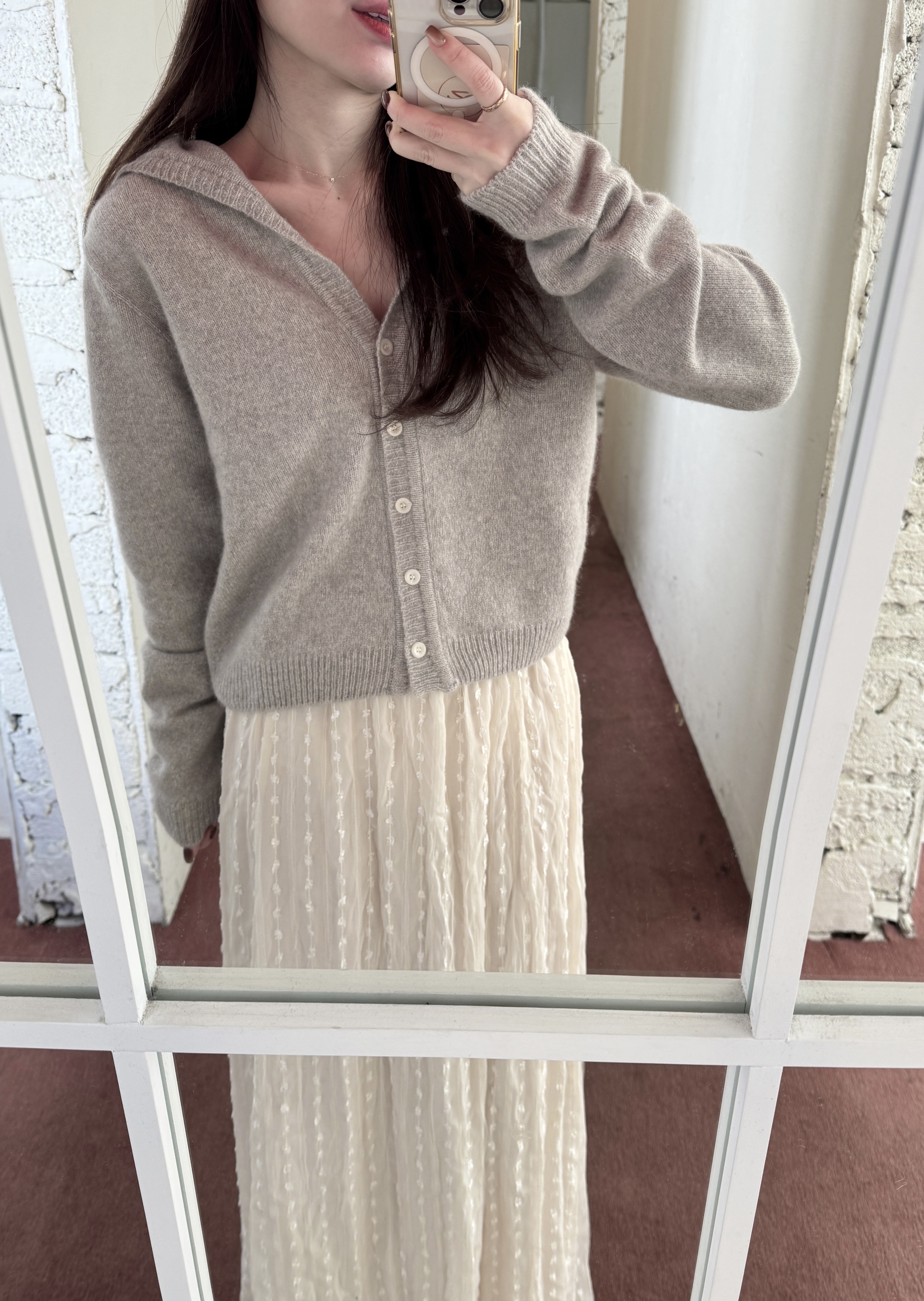 現貨 AW11 許願款 可愛海軍領浣熊毛開衫 2色