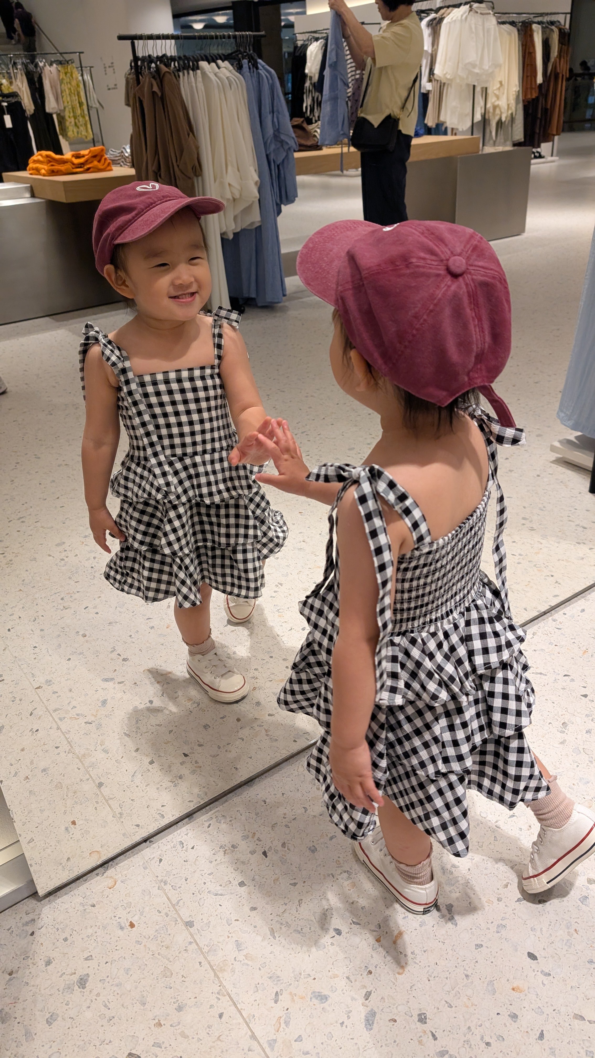 黑白格紋綁帶蛋糕裙