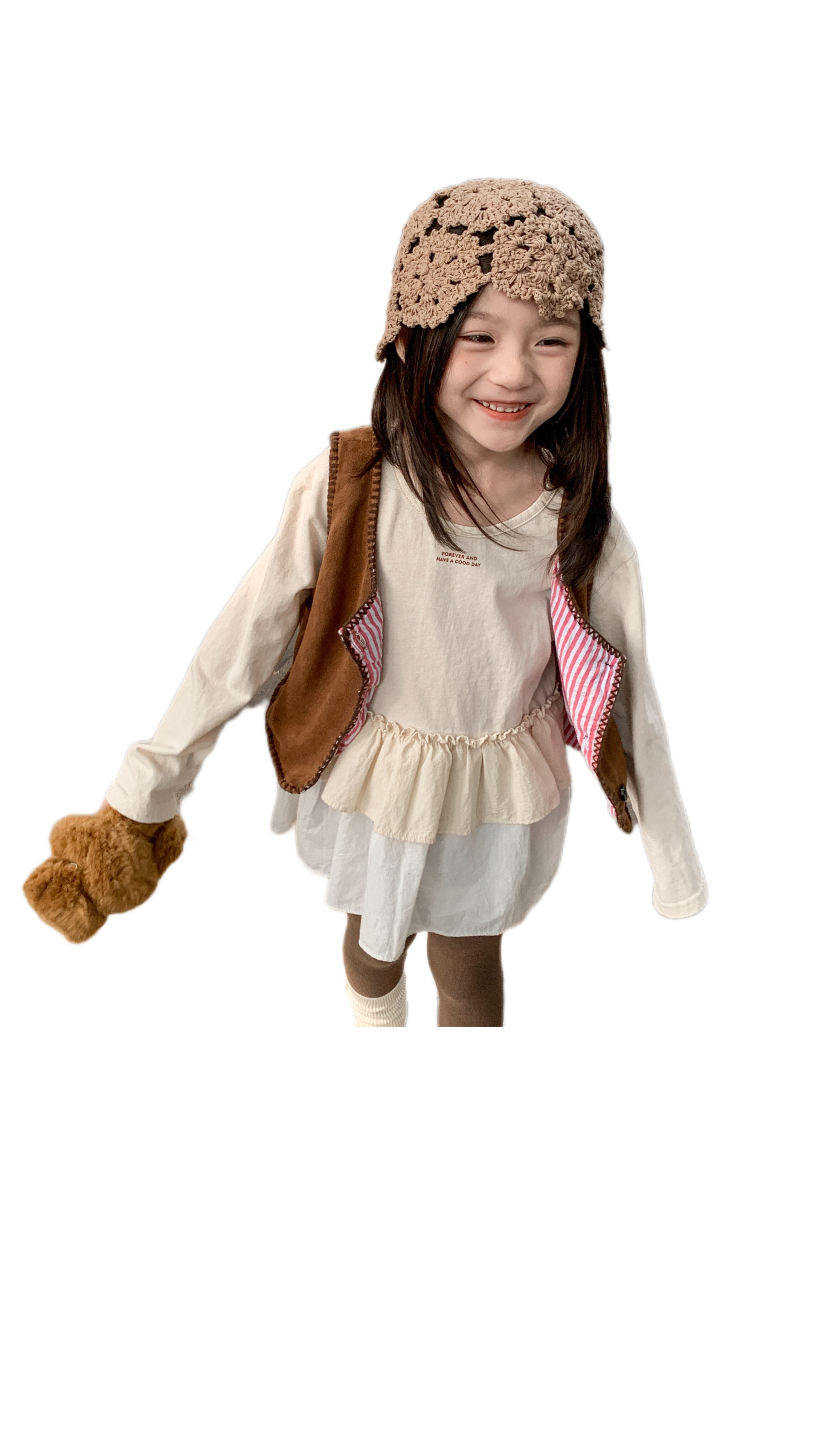 韓版雙層蛋糕上衣(杏/藏青)