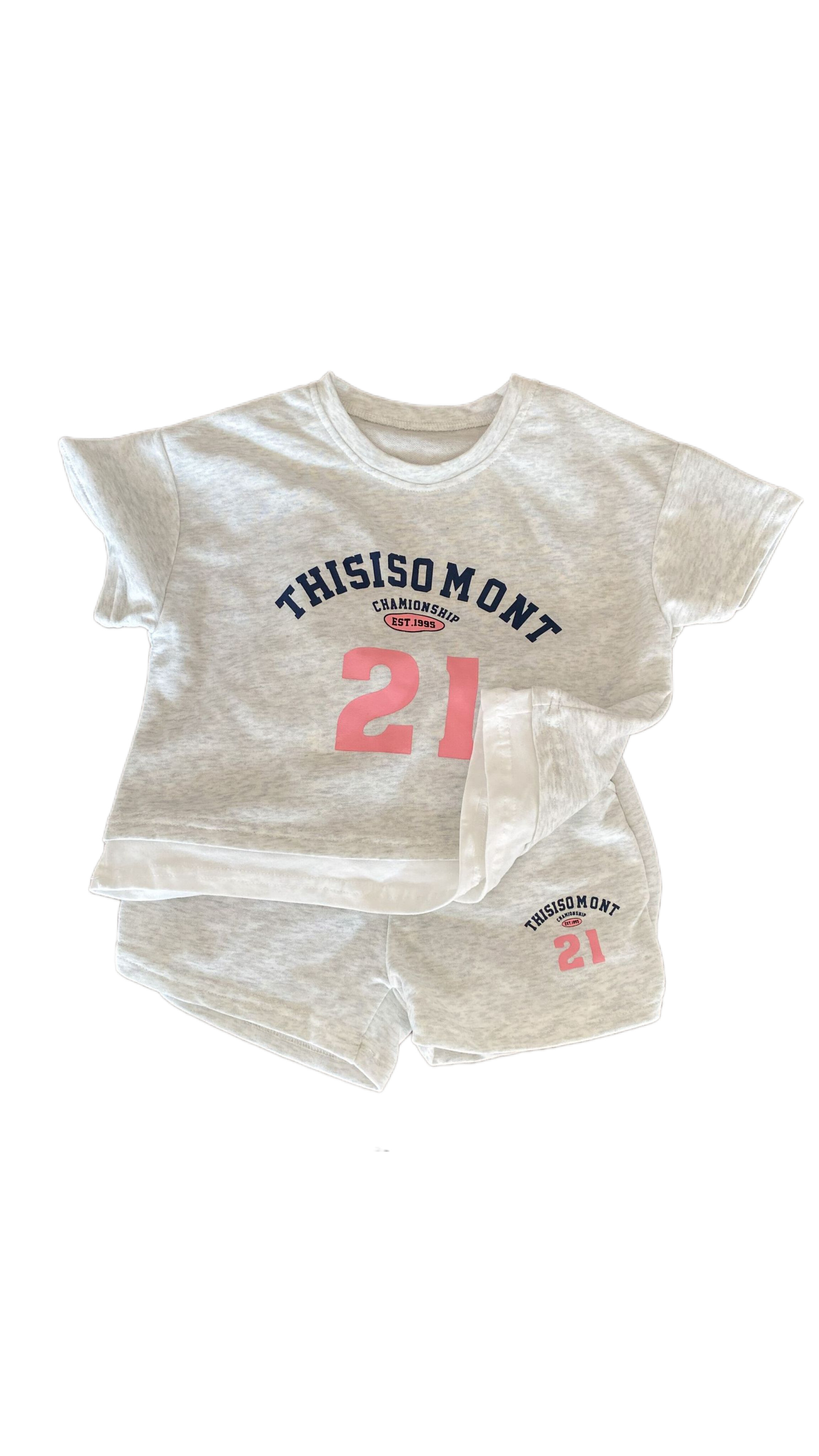 寬鬆休閒套裝 (白灰)