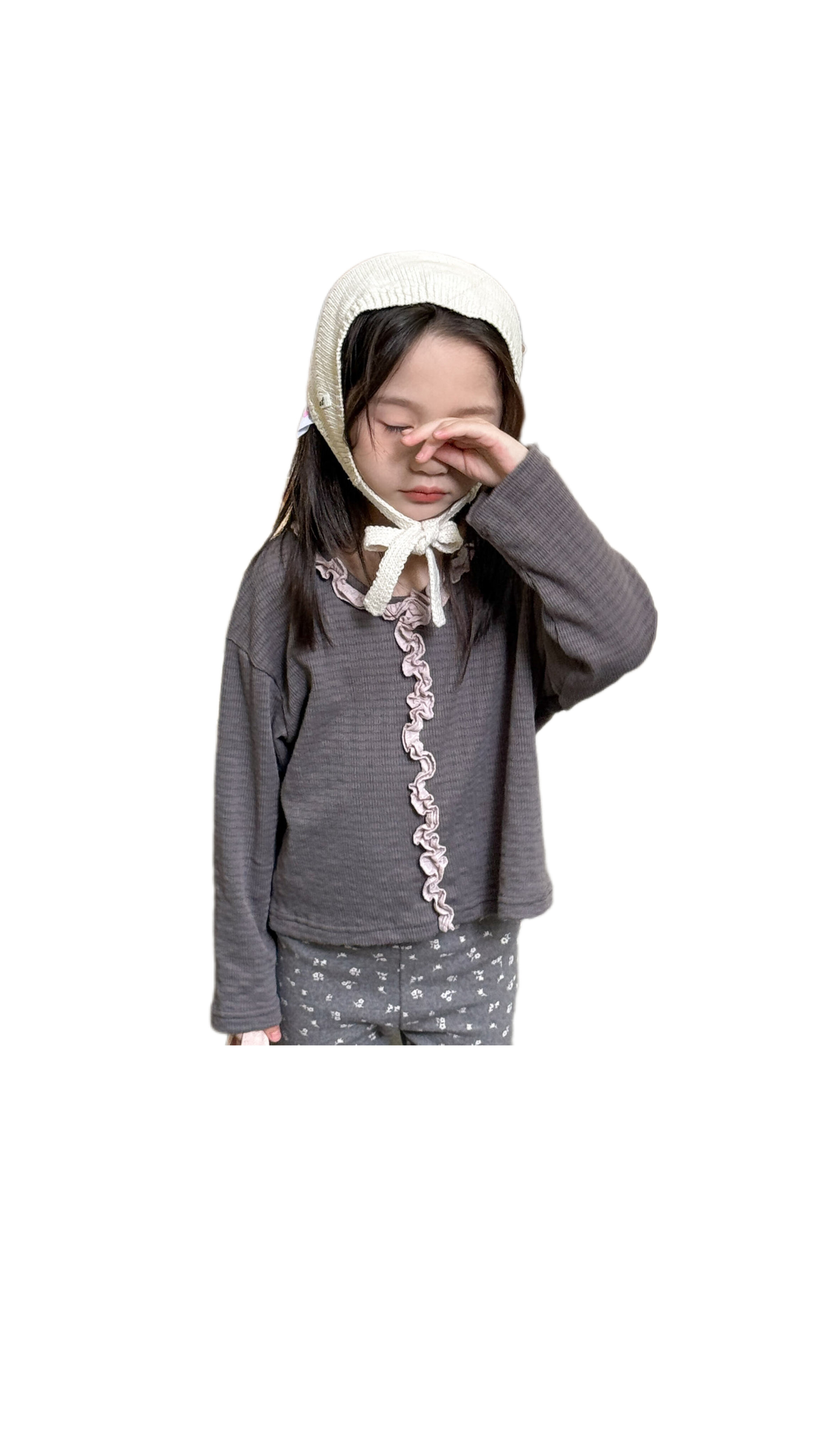 韓版捲花上衣 （灰/藏青）