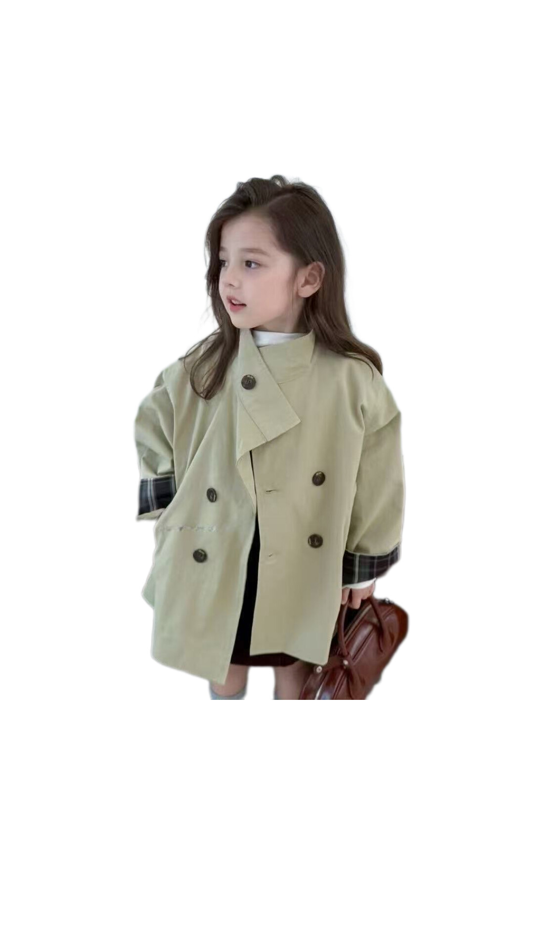 韓版立領單排扣風衣