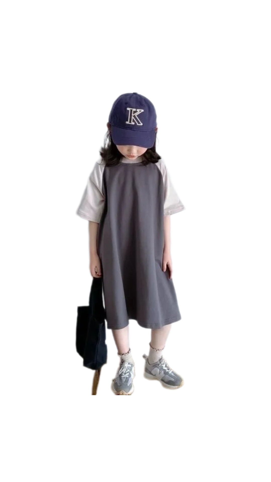 印花t恤洋裝 (灰色)