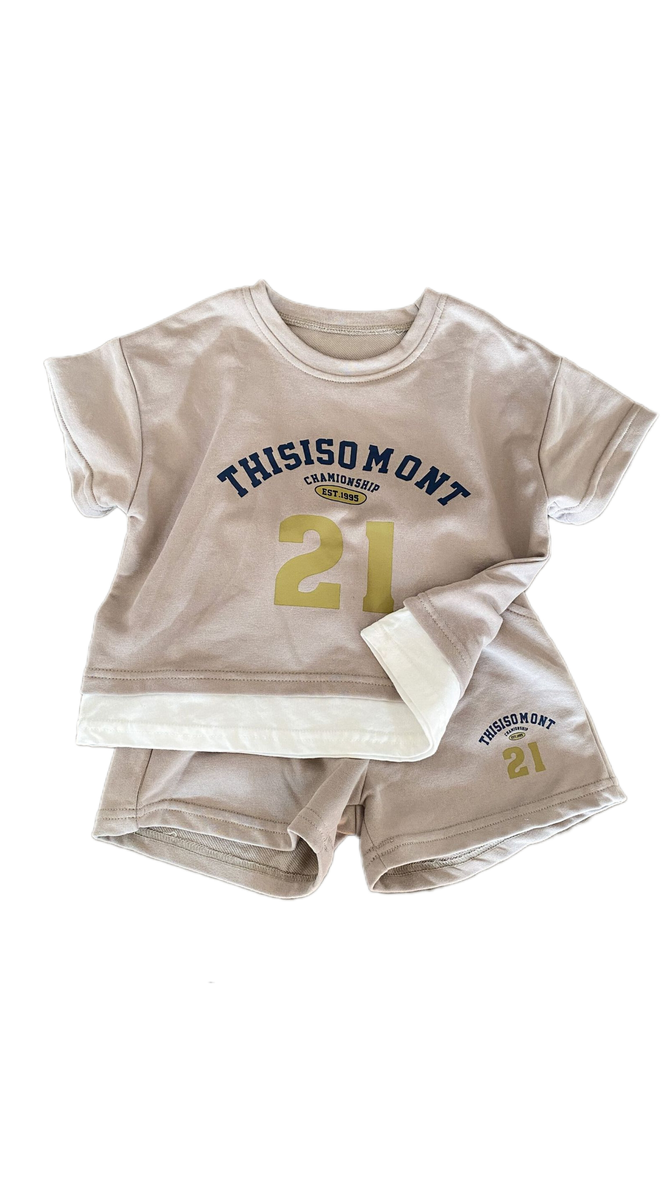 寬鬆休閒套裝 (米灰)