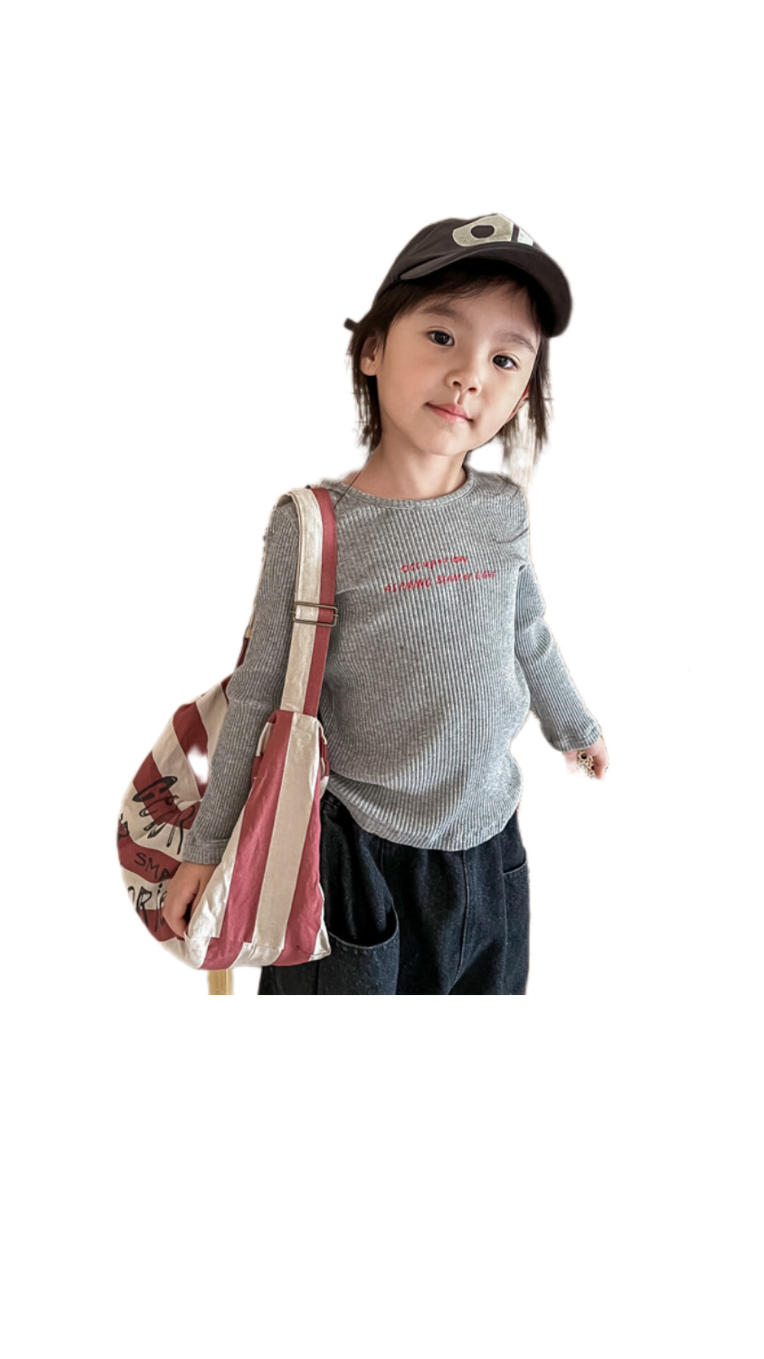 韓版彈性上衣(灰/藍)