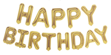 16吋 金色生日快樂字母氣球