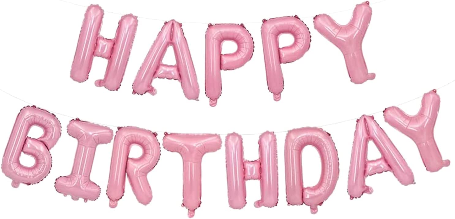 16吋 粉紅生日快樂字母氣球