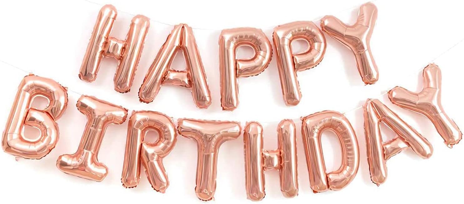 16吋 玫瑰金生日快樂字母氣球