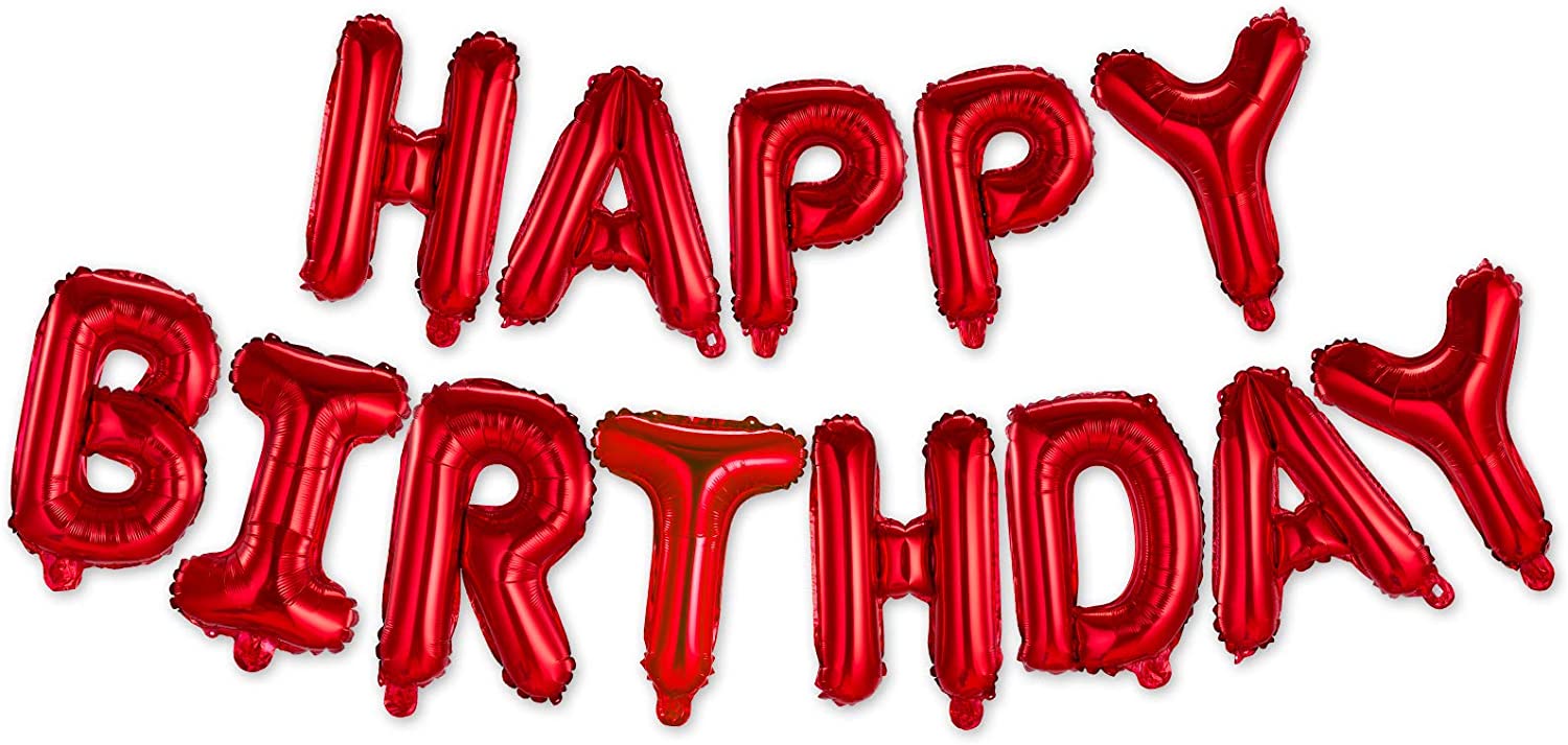 16吋 紅色生日快樂字母氣球