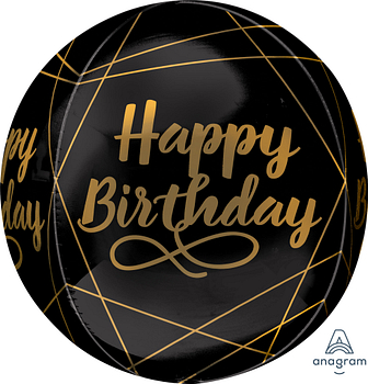 立體球 紳士風格黑金生日快樂