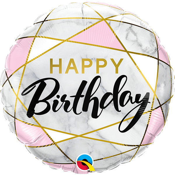 18吋 粉色大理石生日快樂