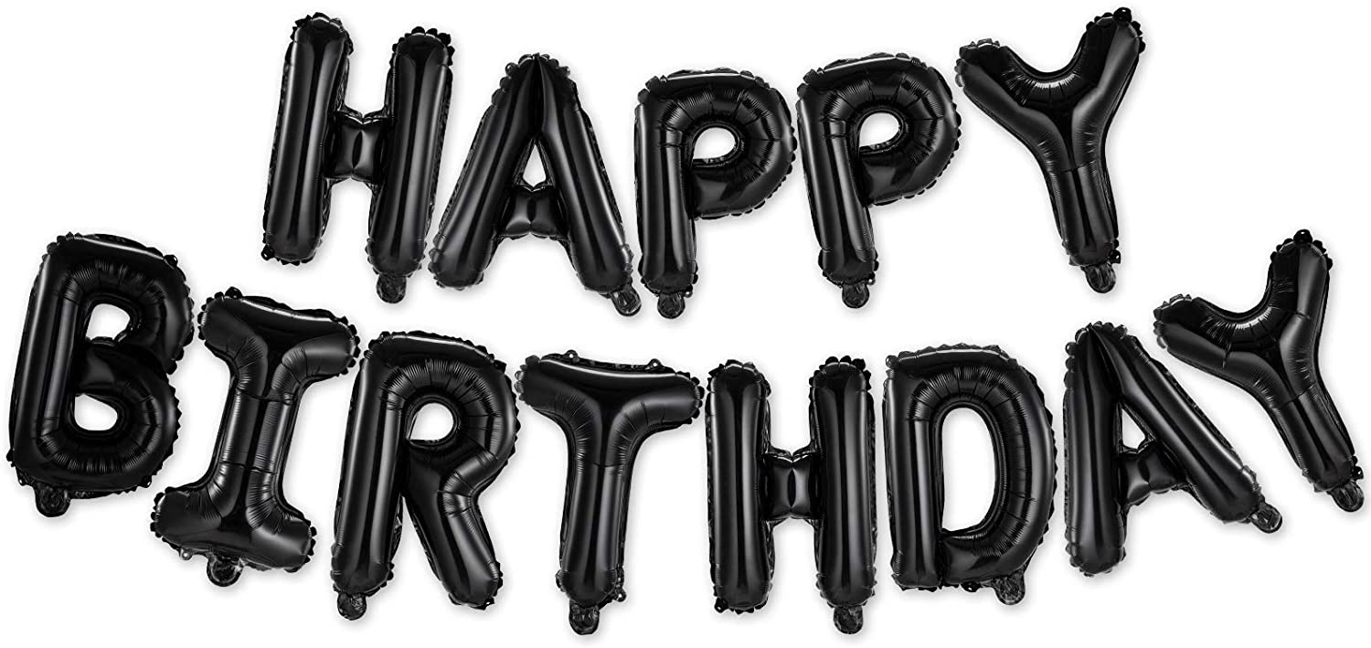 16吋 黑色生日快樂字母氣球