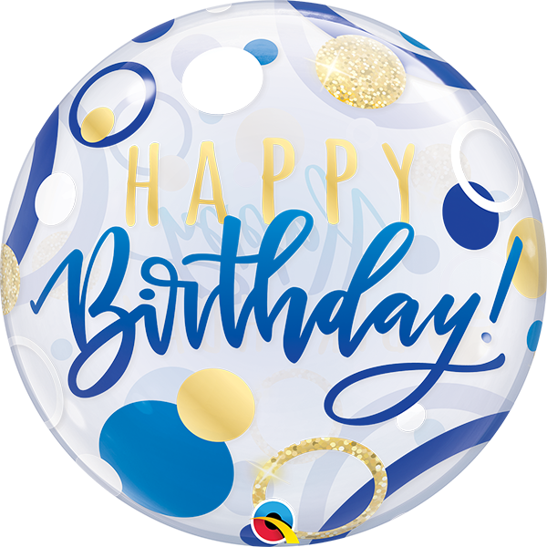 泡泡球 藍金圓點生日快樂
