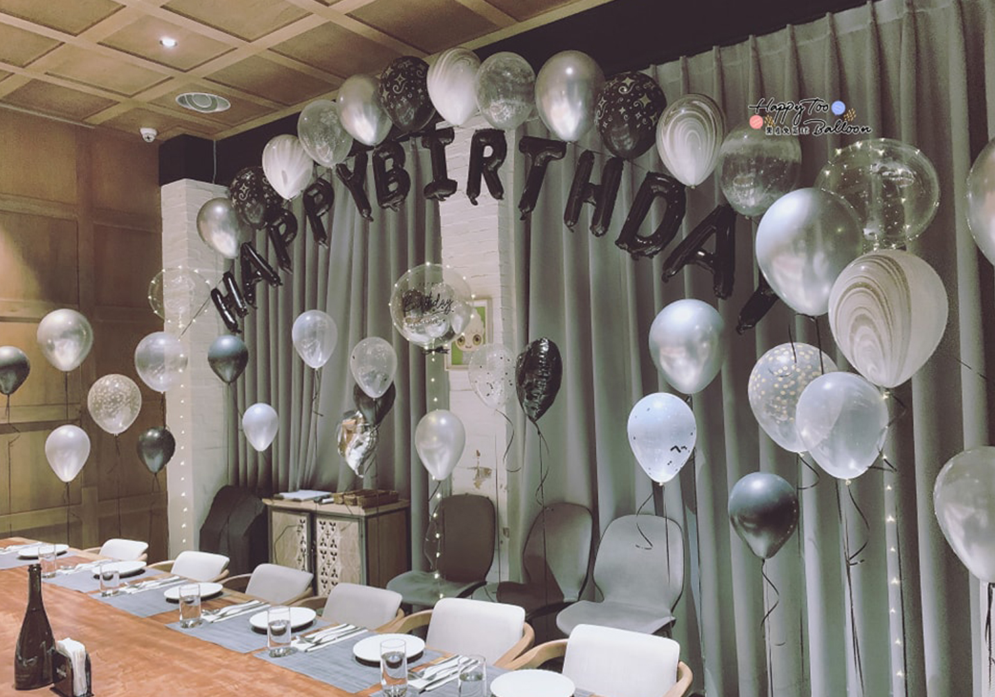 ♚《黑白銀時尚經典生日佈置》♚