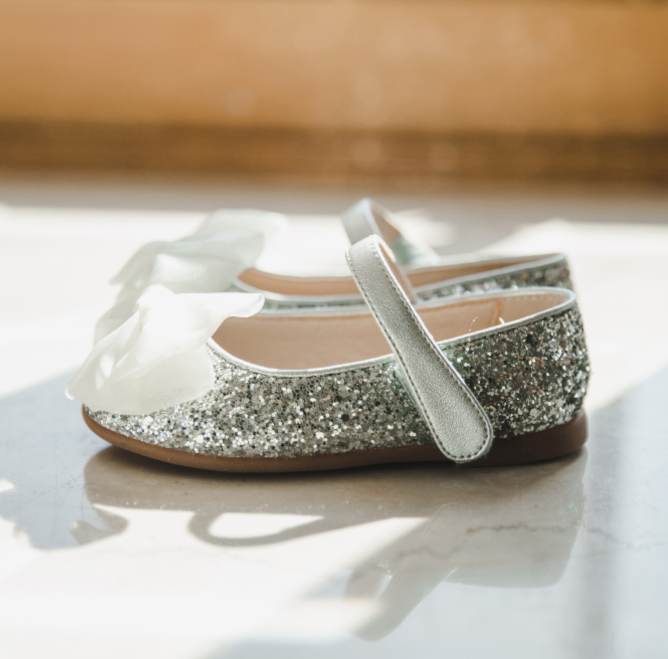BellaVara閃亮夢幻蝴蝶結公主鞋-氣質銀