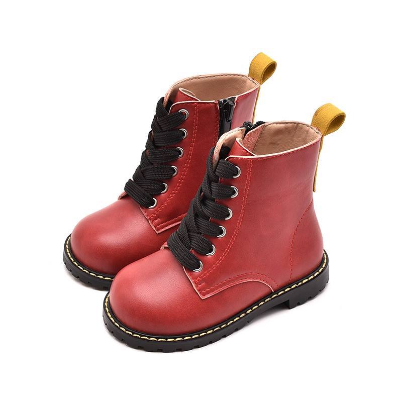 BellaVara 輕量化兒童六孔復古靴-紅