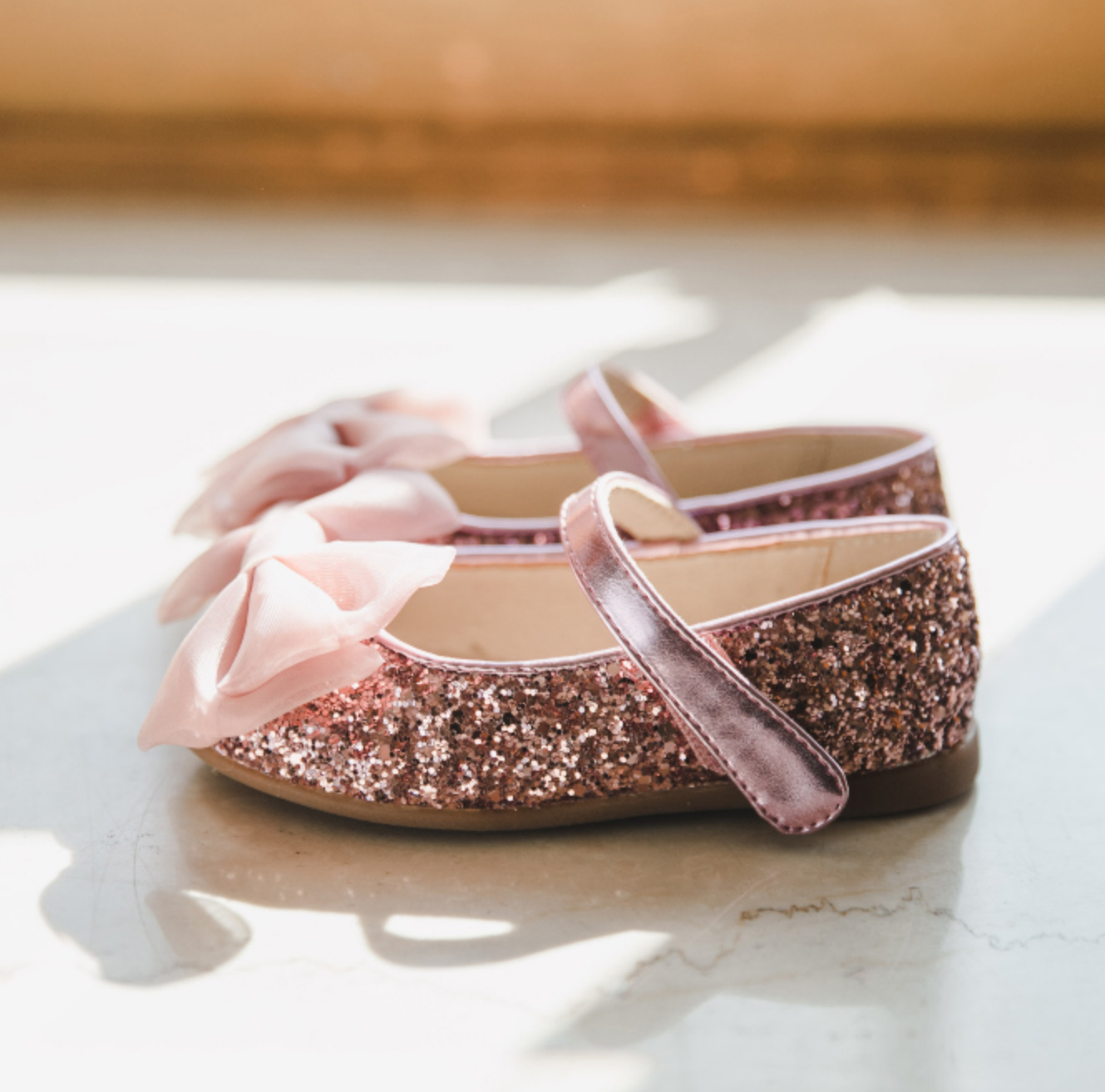 BellaVara閃亮夢幻蝴蝶結公主鞋-優雅粉